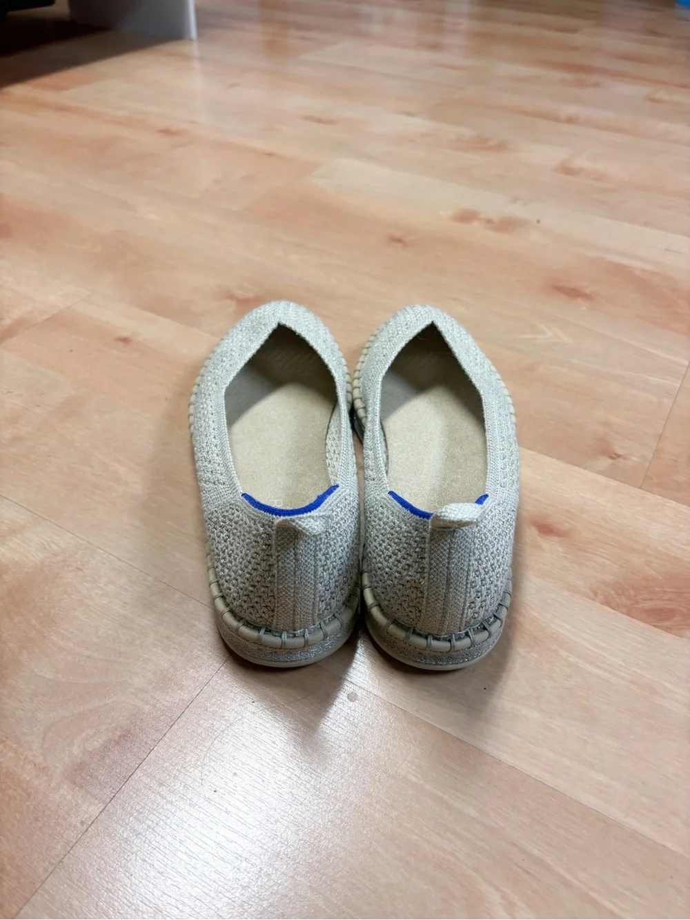 Rothy’s The Espadrille Diamond Metallic Knit Flats Women’s Size 9.5